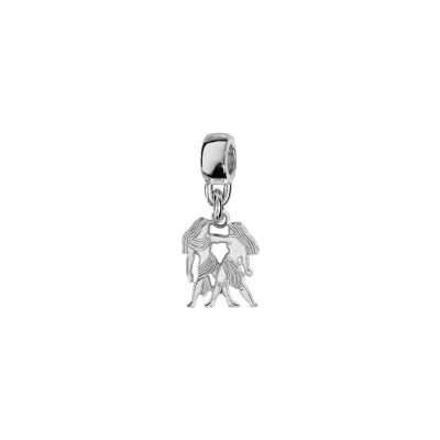Charms coulissant argent rhodié zodiaque decoupe gemeau