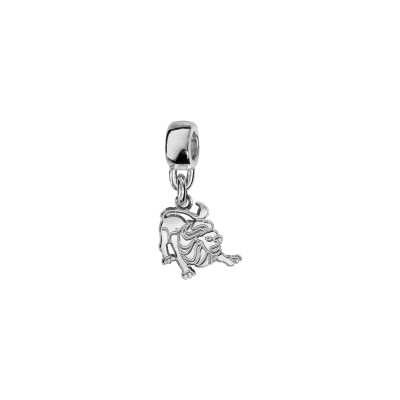 Charms coulissant argent rhodié zodiaque decoupe lion