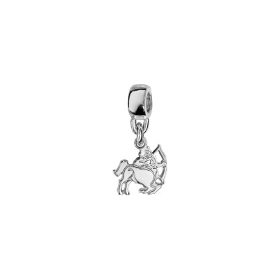 Charms coulissant argent rhodié zodiaque decoupe sagittaire