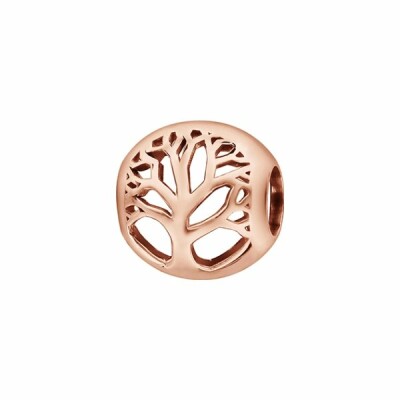 Charms coulissant argent et dorure rose boule ajouré motif arbre de vie