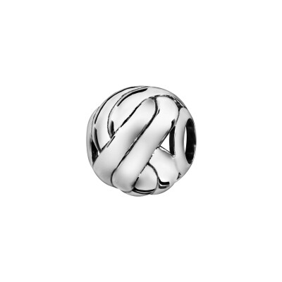 Charms coulissant argent rhodié boule motif entremêlés