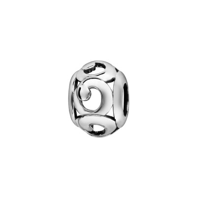 Charms coulissant argent rhodié boule volutes