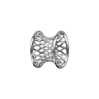 Charms coulissant separateur forme diabolo  motif cannage argent rhodié