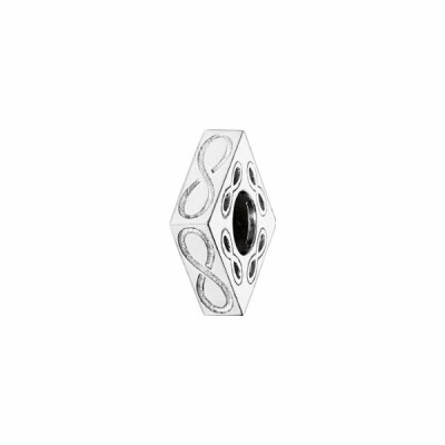 Charms coulissant argent rhodié carré gravure infini