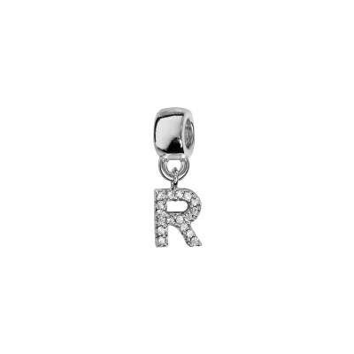 Charms coulissant argent rhodié initiale suspendue 