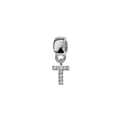 Charms coulissant argent rhodié initiale suspendue 