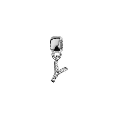 Charms coulissant argent rhodié iinitiale  suspendue 