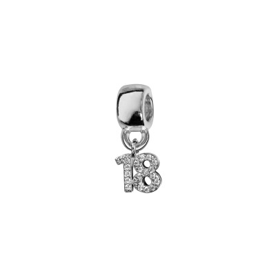 Charms coulissant argent rhodié chiffre suspendu 