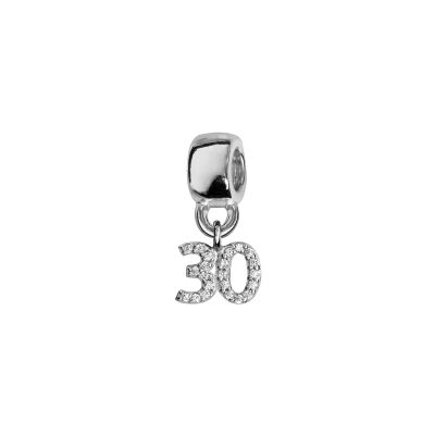 Charms coulissant argent rhodié chiffre suspendu 