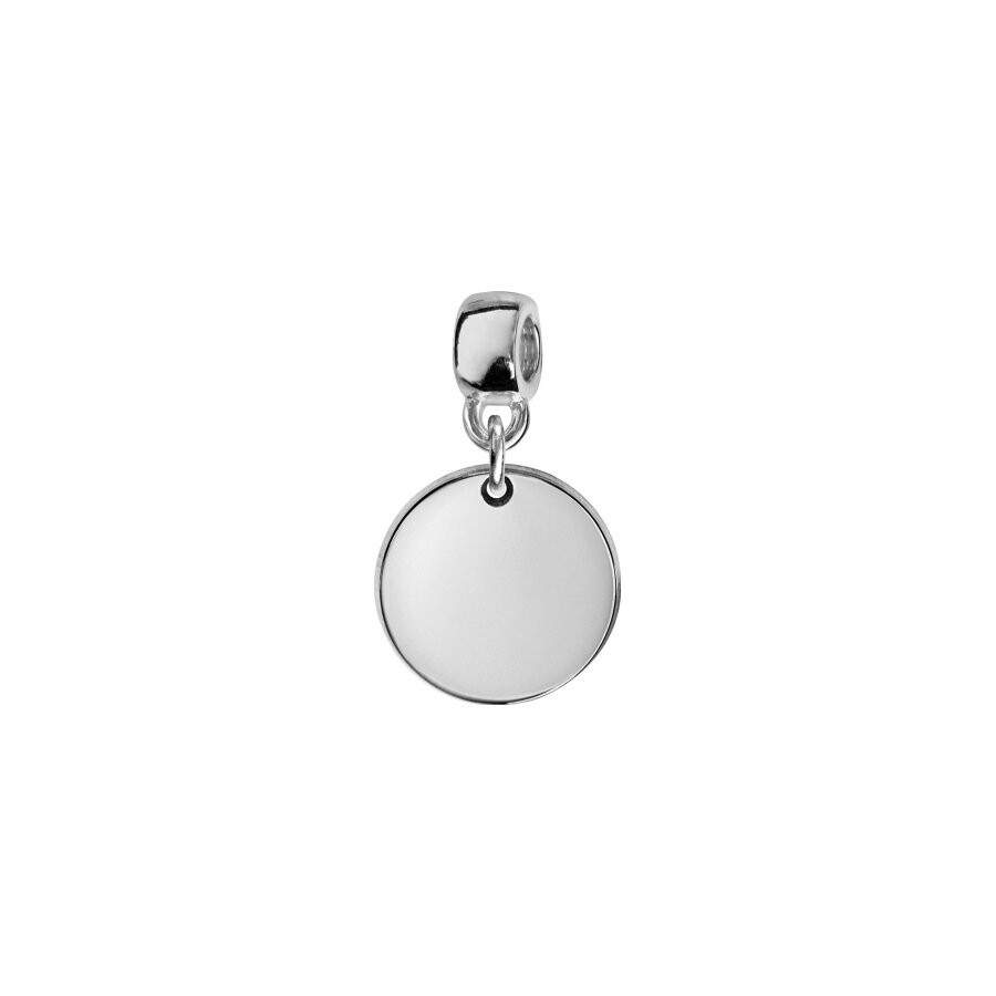 Charms coulissant argent rhodié rond 17mm vierge à graver