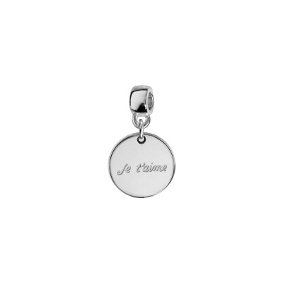 Charms coulissant argent rhodié rond 