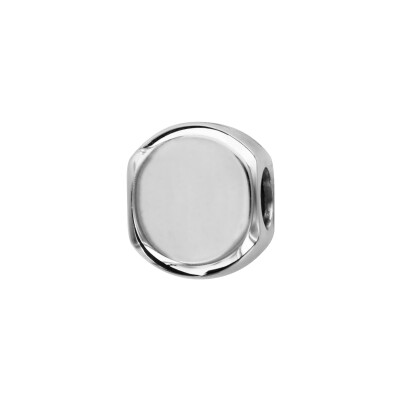 Charms coulissant argent rhodié rond 10mm  lisse moderne à graver