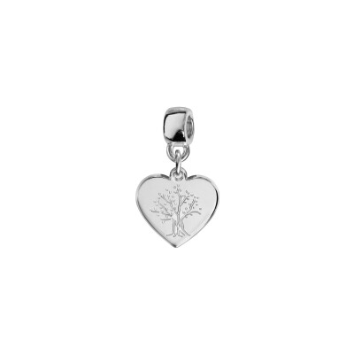 Charms coulissant argent rhodié coeur arbre de vie