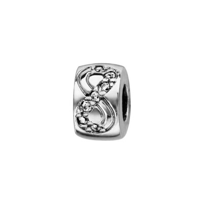 Charms stopper motif inifini en argent rhodié et oxydes de zirconium