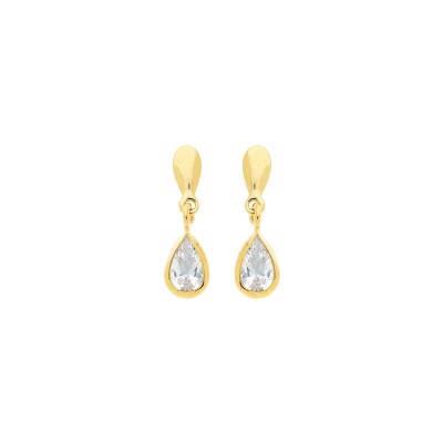 Boucles d'oreilles en or jaune et oxyde de zirconium