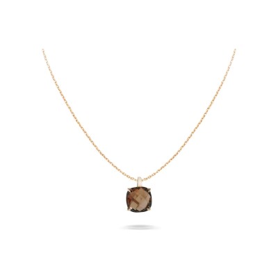 Collier Cesare Pompanon Poppy Blue en or rose et quartz fumé
