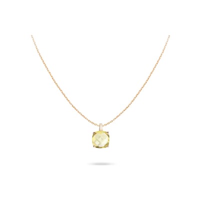 Collier Cesare Pompanon Poppy Blue en or rose et quartz lemon