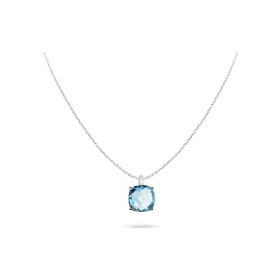 Collier Cesare Pompanon Poppy Blue en or blanc et topaze swiss blue