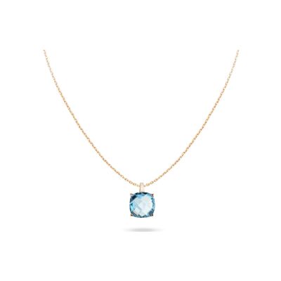 Collier Cesare Pompanon Poppy Blue en or rose et topaze swiss blue