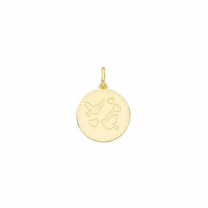 Médaille Oiseaux et Coeurs en or jaune