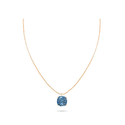 Collier Cesare Pompanon Poppy Blue en or rose et topaze bleu london