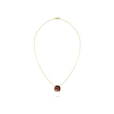Collier Cesare Pompanon Poppy Blue Mini en or jaune et grenat