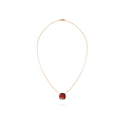 Collier Cesare Pompanon Poppy Blue Mini en or rose et grenat