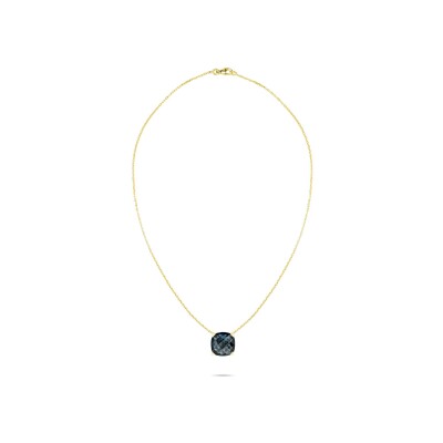 Collier Cesare Pompanon Poppy Blue Mini en or jaune et topaze london blue