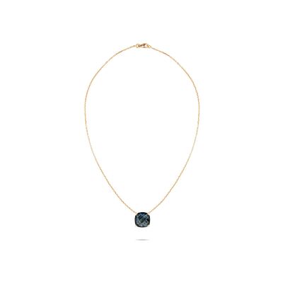 Collier Cesare Pompanon Poppy Blue Mini en or rose et topaze london blue
