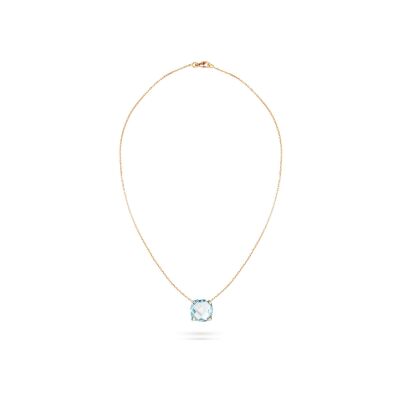 Collier Cesare Pompanon Poppy Blue Mini en or rose et topaze sky blue