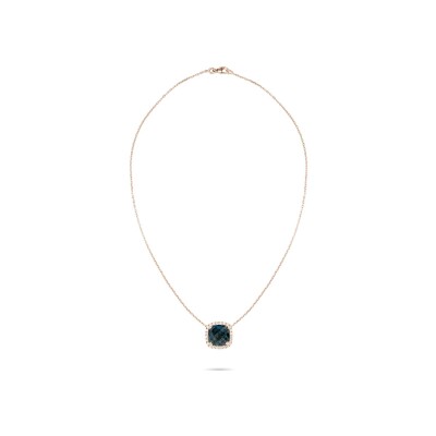 Collier Cesare Pompanon Poppy Blue en or rose, diamants et topaze london blue