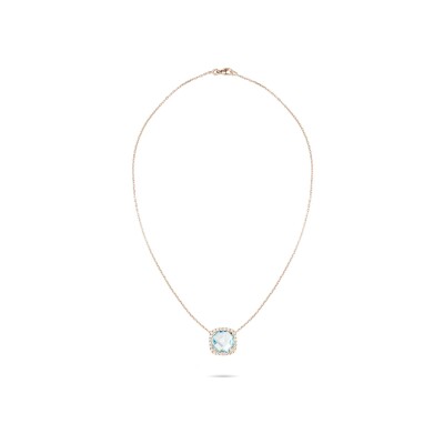 Collier Cesare Pompanon Poppy Blue en or rose, diamants et topaze sky blue