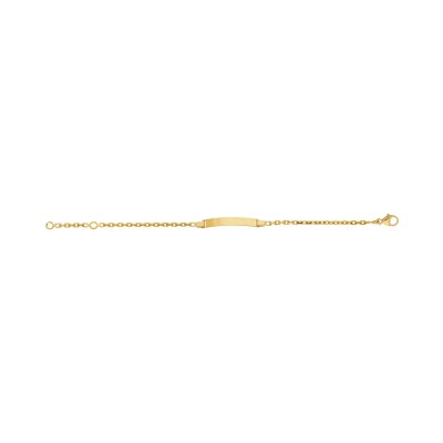 Gourmette bébé plaque rectangle en or jaune, 12-14cm