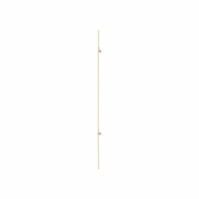 Collier Ole Lynggaard Design chaîne ancre tordue en or jaune et deux feuilles en or rose