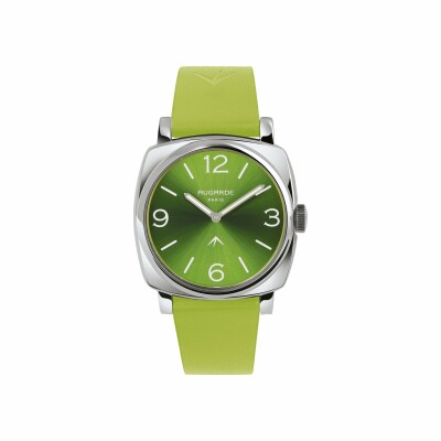 Montre Augarde HALO Belleville bracelet fin en cuir vert