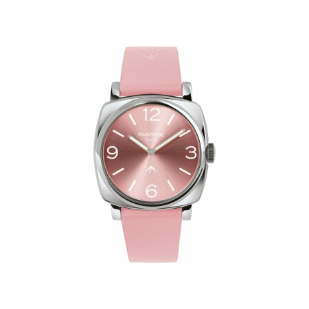 Montre Augarde HALO Belleville bracelet fin en cuir rose