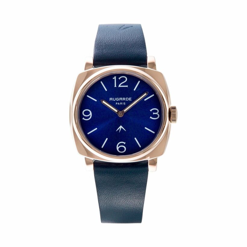 Montre Augarde HALO Montmartre bracelet fin en silicone bleu foncé