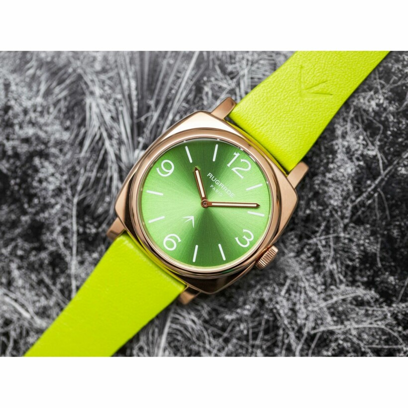 Montre Augarde HALO Montmartre bracelet fin en cuir vert