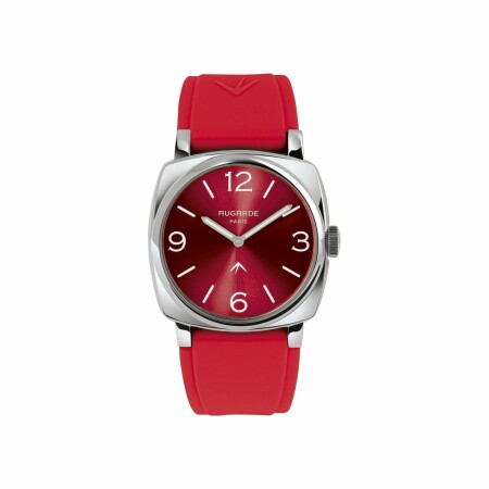 Montre Augarde HALO Belleville bracelet large en silicone rouge