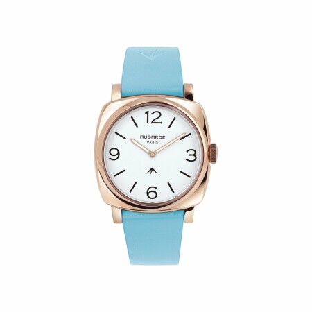 Montre Augarde MAT Passy bracelet fin en cuir bleu ciel