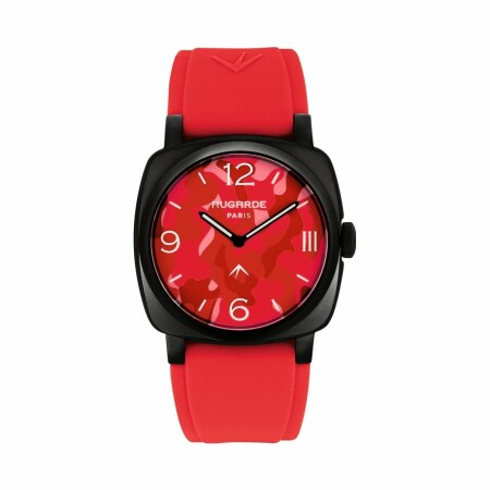 Montre Augarde CAMO Monceau bracelet large en silicone rouge