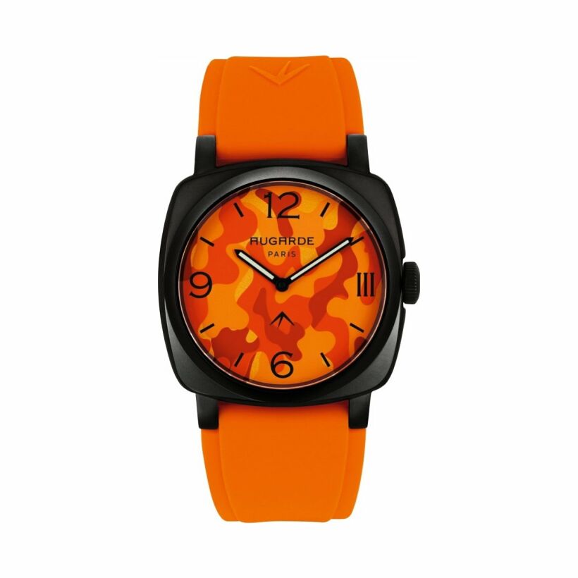 Montre Augarde CAMO Monceau bracelet large en silicone orange