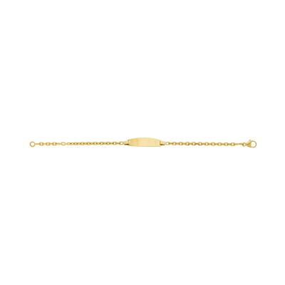 Gourmette bébé plaque ovale en or jaune, 12-14cm