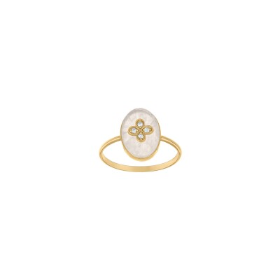 Bague étoile en or jaune et quartz rose