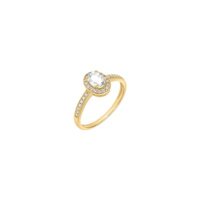 Bague en or jaune et oxyde de zirconium