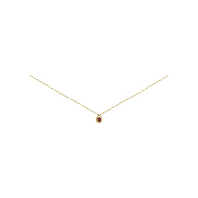 Collier en or jaune, rubis et diamant, 45cm