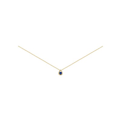 Collier en or jaune, saphir et diamant, 45cm