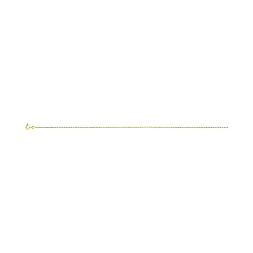 Chaîne corde droite en or jaune, 40cm