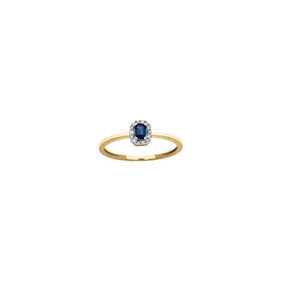 Bague en or jaune, saphir et diamant