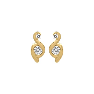 Boucles d'oreilles en or jaune et oxyde de zirconium
